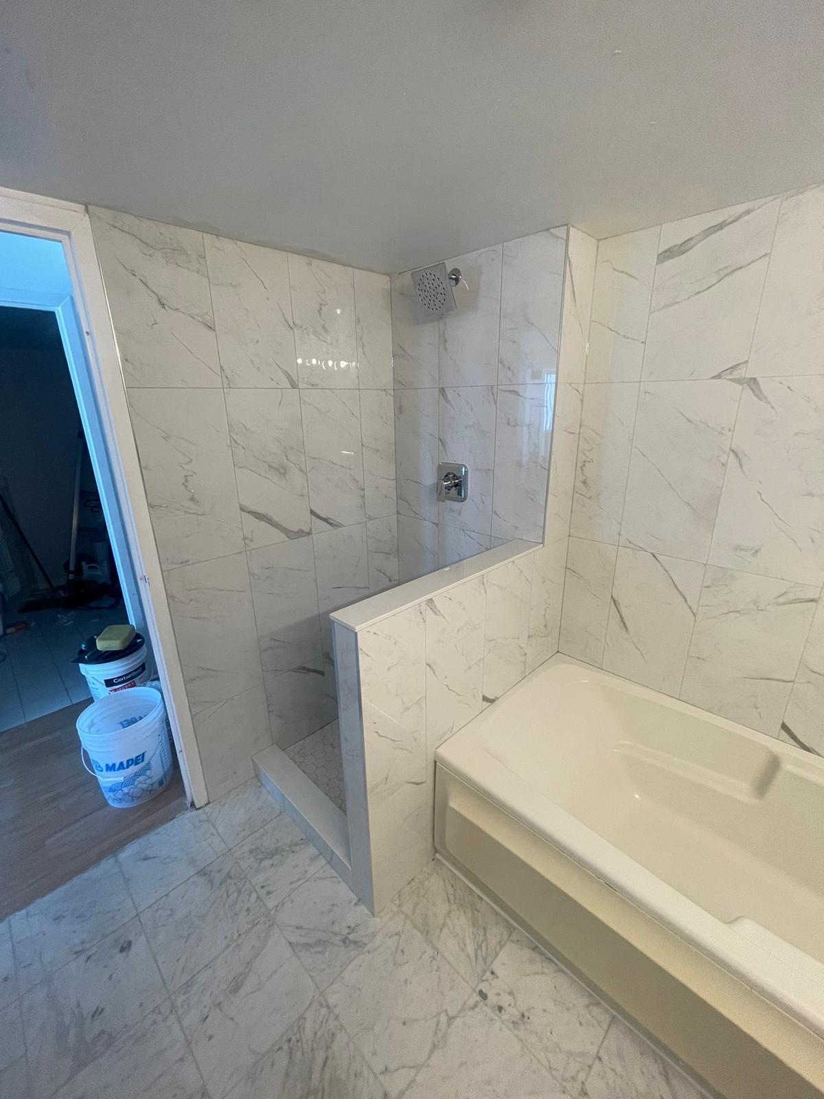 Brampton Bathroom tiles installation at Markom Tiles